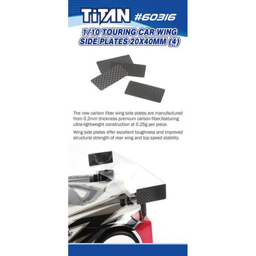 Titan 1/10 Touring Car Wing Side Plates 20X40mm (4) 60316