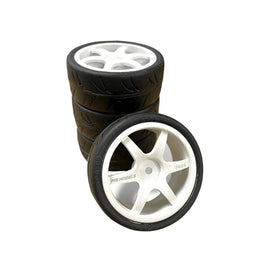 RIDE FWD BELTED CUT SLICK TYRES - 6 SPOKE WHEELS - WHITE - 4PCS - BRCA 24 RI-2607