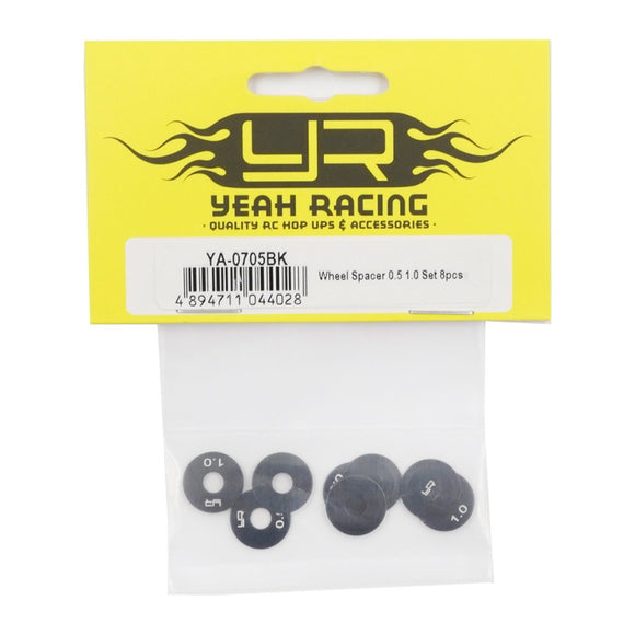 Yeah Racing ALUMINUM WHEEL SPACER 0.5 1.0 SET 8PCS YA-0705BK