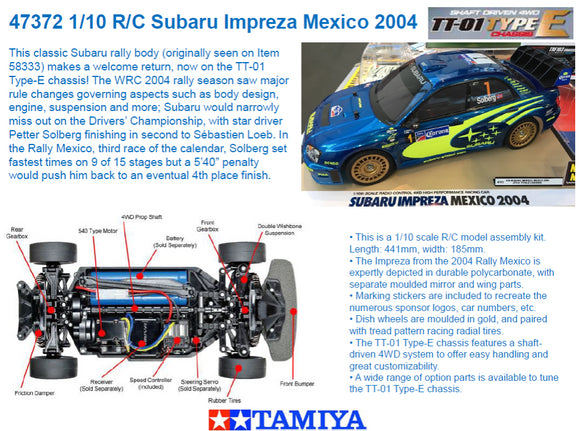 Tamiya Subaru Impreza Mexico 04 TT-01E Kit 47372