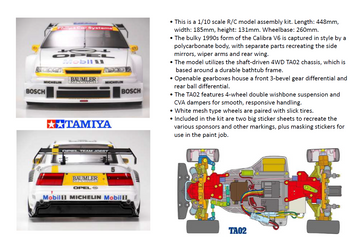 Tamiya Opel Calibra V6 Touring Car TA02 Chassis Kit 47461 - 0