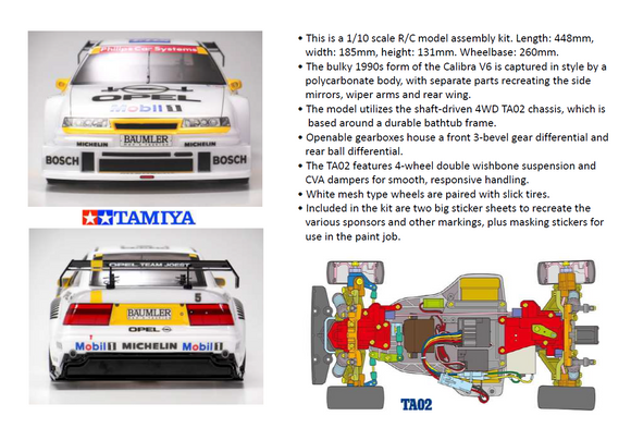 Tamiya Opel Calibra V6 Touring Car TA02 Chassis Kit 47461