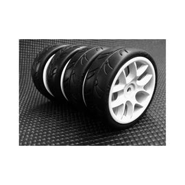 Ride 1/10 Belted Tyres Preglued 10 Spoke - White  RI-26073-W