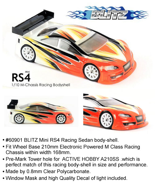 BLITZ MINI RS4 (0.8MM) M-chassis Body 210mm