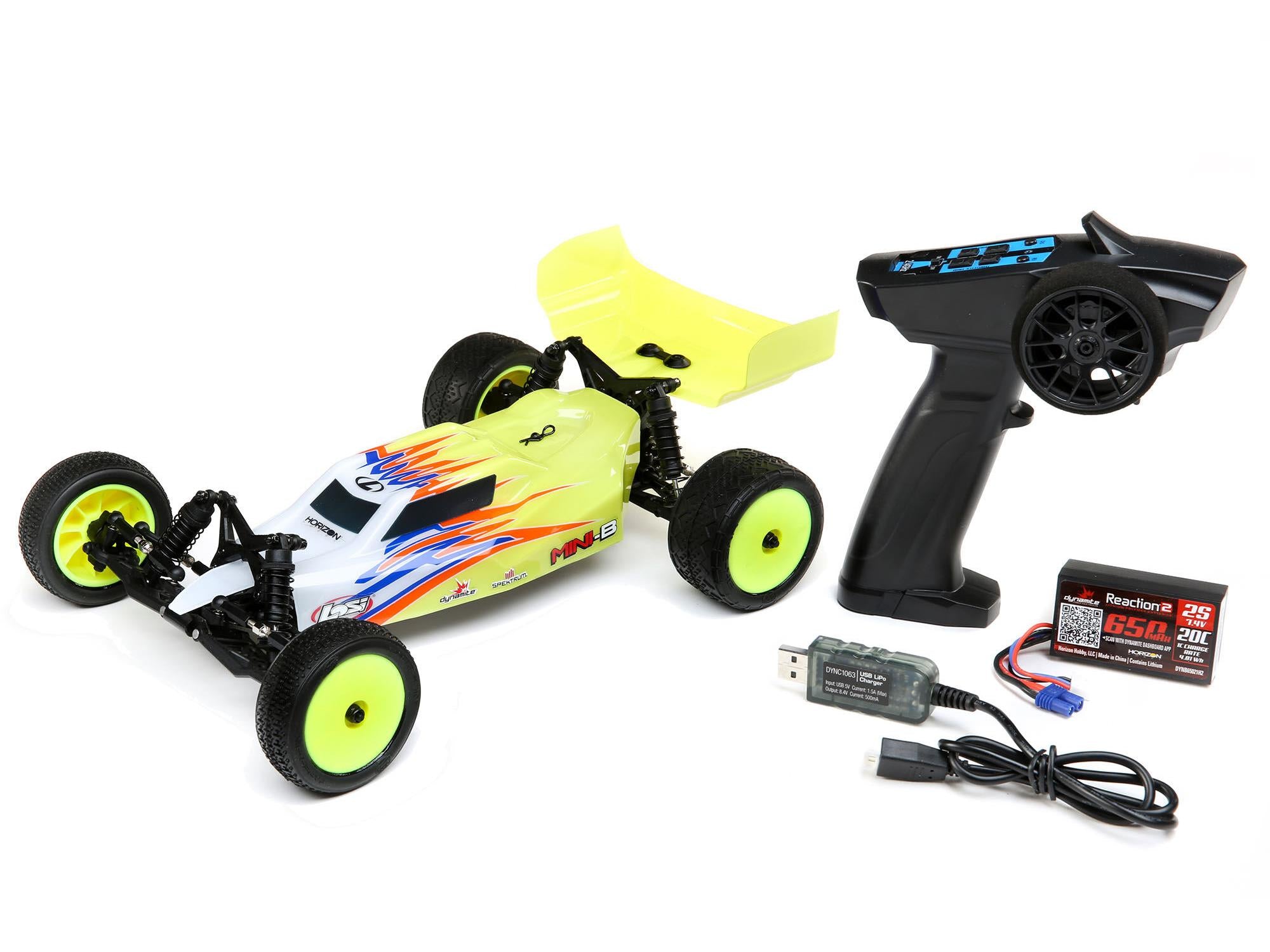 て*も様 【中古・メカ付】Losi 1/16 RC Mini-B 2WD Bug Losi 1/16 Mini-B 2WD Buggy Brushed RTR Yellow C-LOS01016T3