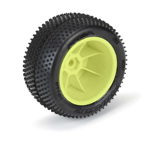Pro-Line 1/18 Prism Rear Carpet Mini-B Tires Mounted 8mm Yellow Wheel G-PRO8297-12