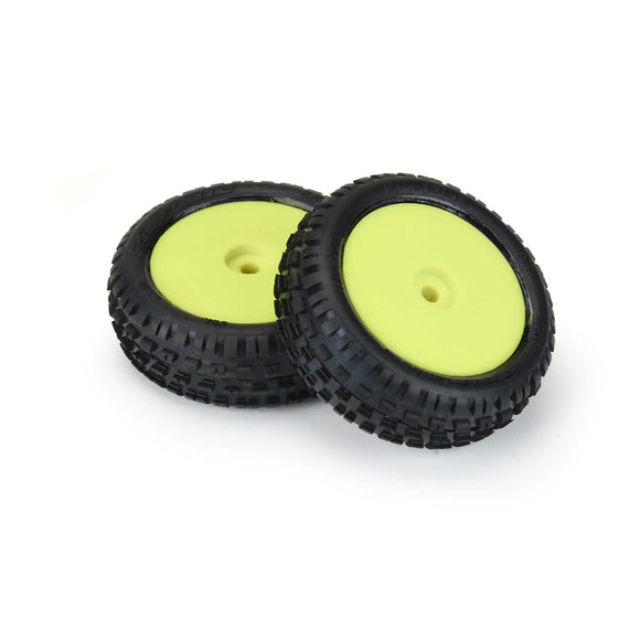 PRO-LINE 1/18 Wedge Front Carpet Mini-B Tires Mounted 8mm Yellow Whee G-PRO8298-12