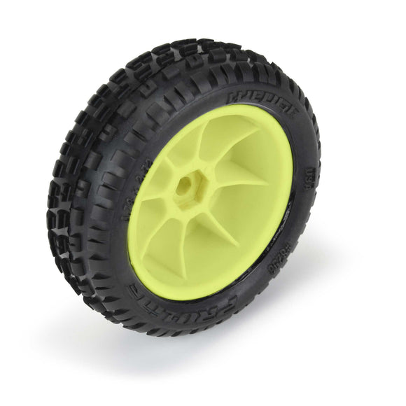 PRO-LINE 1/18 Wedge Front Carpet Mini-B Tires Mounted 8mm Yellow Whee G-PRO8298-12
