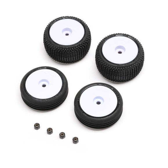 Losi Tires & Wheels Mounted, White: Micro-B Z-LOS-1763