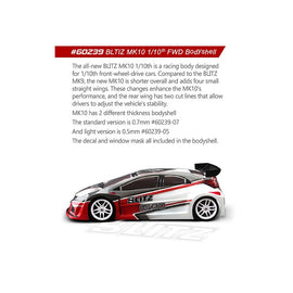 BLITZ MK10 1/10th FWD Bodyshell 0.7 60239-07 - 0