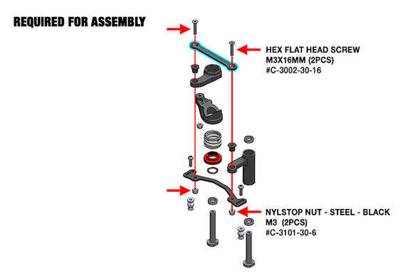 CORALLY STEERING RACK 7075 T6 DUAL STIFFENER 2MM HARD ANODISED C-00180-831